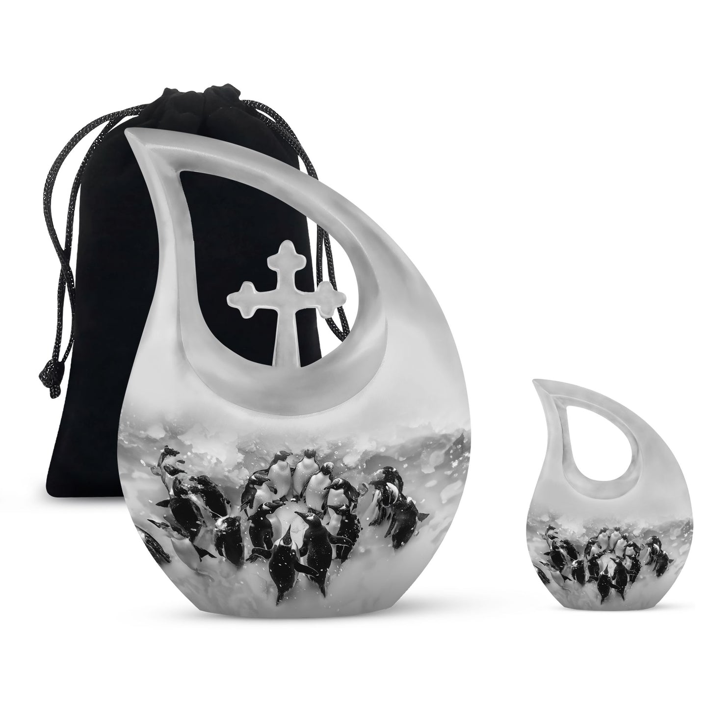 Personalized Penguin Memorial Urn for Human Ashes - 10-inch, 200 cu in - Yatskia