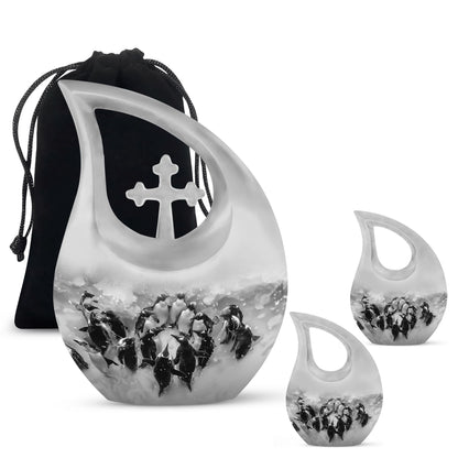 Personalized Penguin Memorial Urn for Human Ashes - 10-inch, 200 cu in - Yatskia