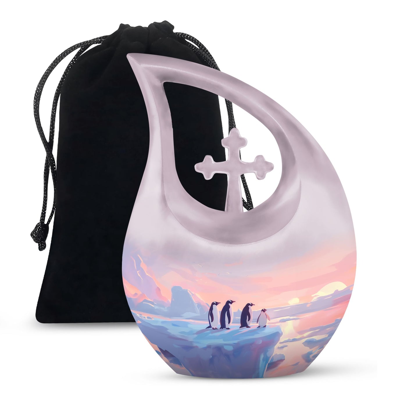 Personalized Penguin Cremation Urn for Human Ashes - 10-inch, 200 cu in - Yatskia