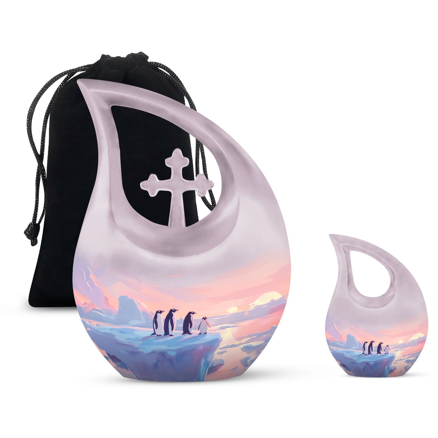 Penguin Theme Large Urn With 1 Keepsake Urn