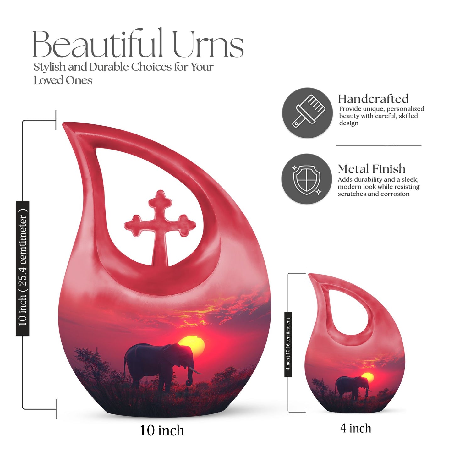 10-inch Elephant themed memorial urn