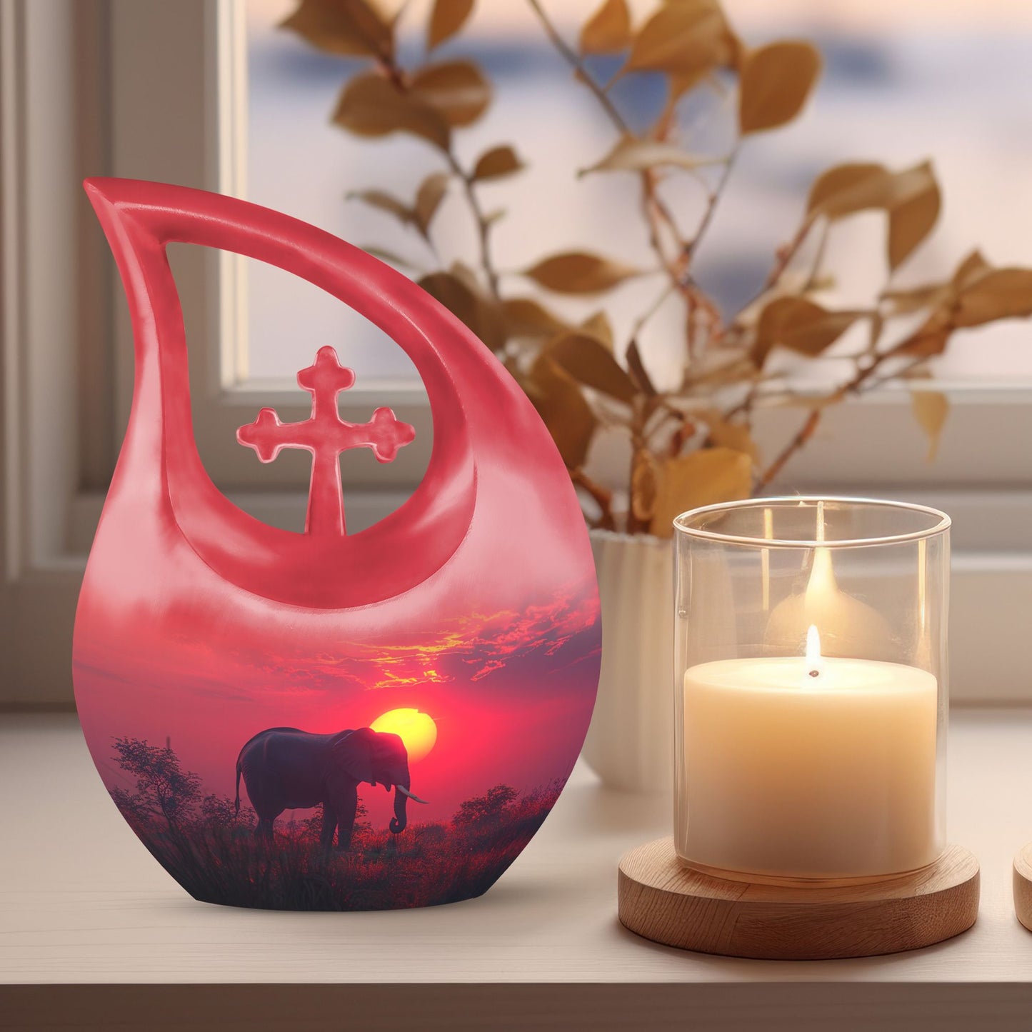 10-inch Elephant themed memorial urn