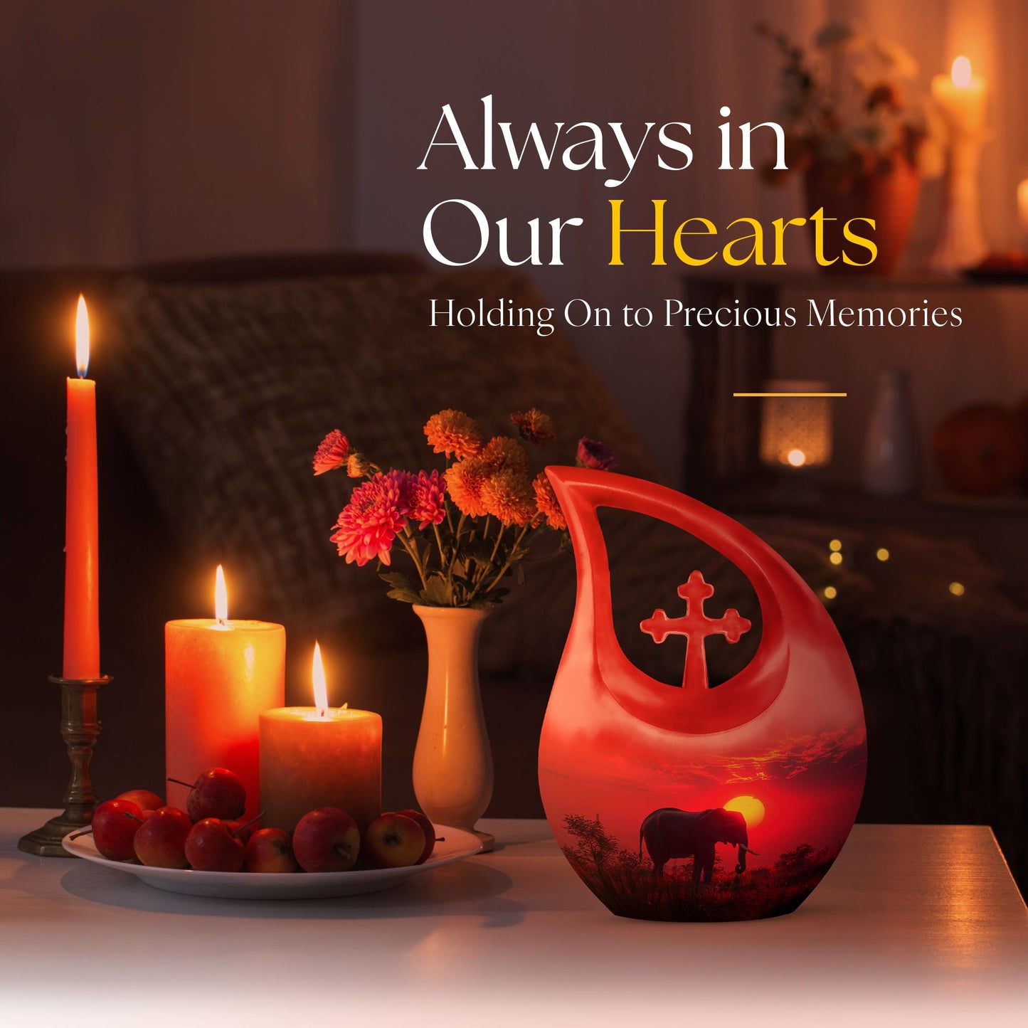 10-inch Elephant themed memorial urn