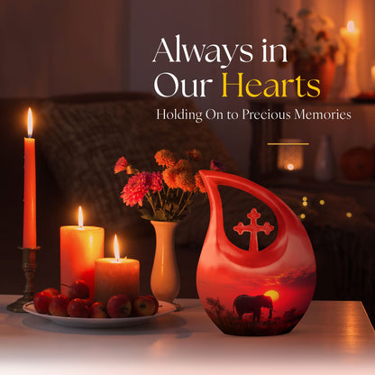 10-inch Elephant themed memorial urn