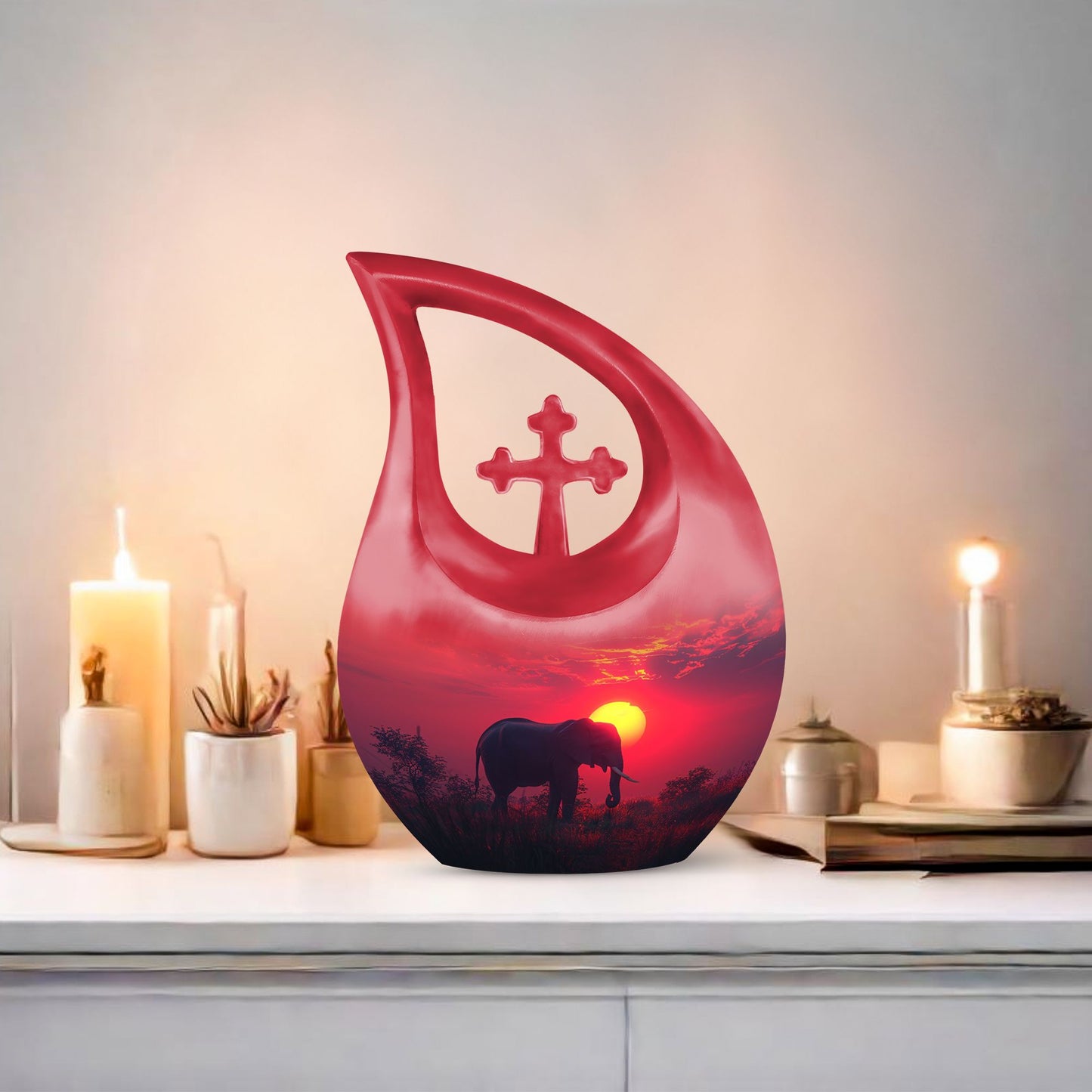 10-inch Elephant themed memorial urn