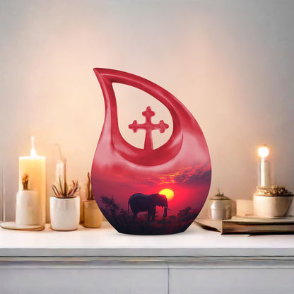 10-inch Elephant themed memorial urn