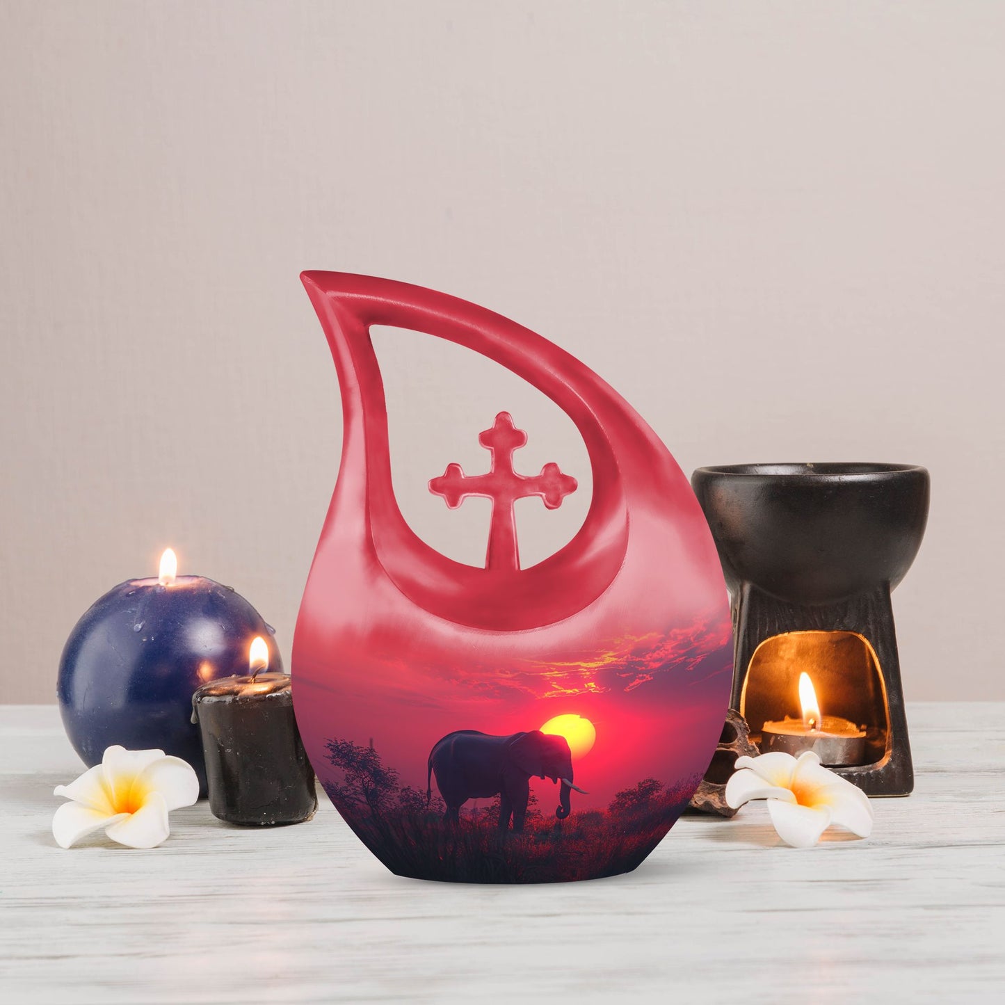 10-inch Elephant themed memorial urn