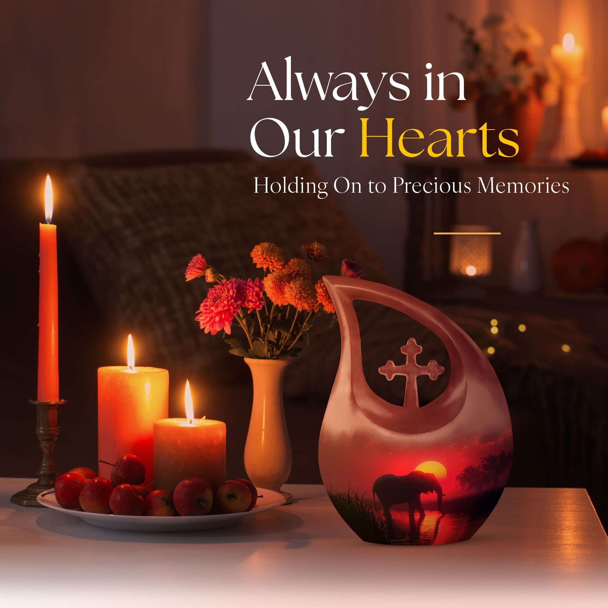 10-inch Elephant-themed Cross Drop Urn