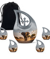 Elephant themed 10-inch Aluminum Cross Drop Urn for Dad's ashes