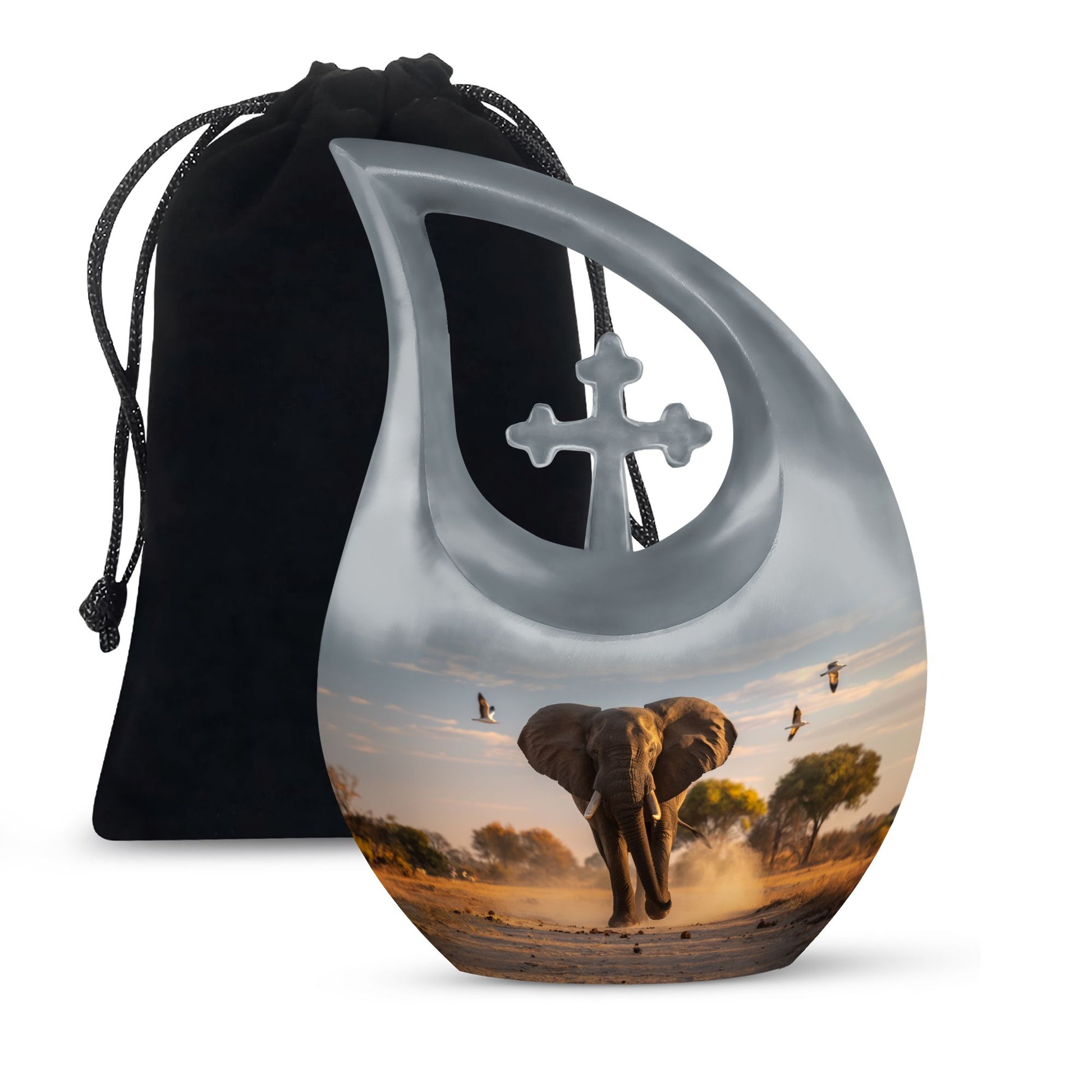 Elephant Cross Drop Urn for Dad - Cremation Urn For Father Ashes