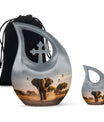 Elephant Theme Large Urn With 1 Keepsake Urn