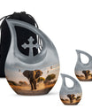 Elephant Cross Drop Urn for Dad - Cremation Urn For Father Ashes