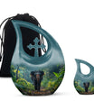 Elephant Theme Large Urn With 1 Keepsake Urn