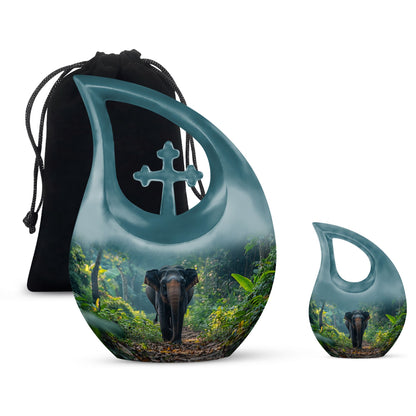 Personalized Elephant Cremation Urn for Loved One - 10-inch, 200 cu in - Yatskia