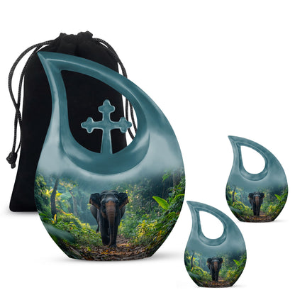 Personalized Elephant Cremation Urn for Loved One - 10-inch, 200 cu in - Yatskia