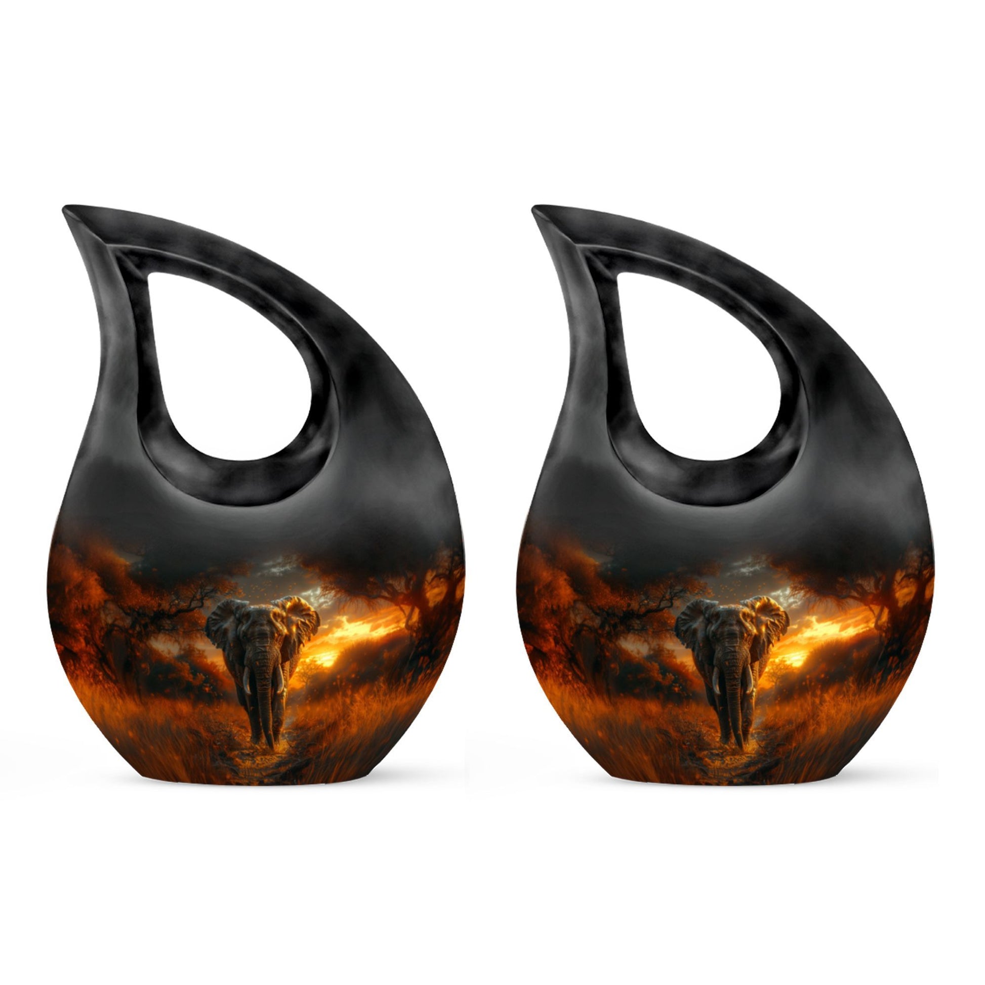 Elephant themed 10-inch Cross Drop design Companion Urn