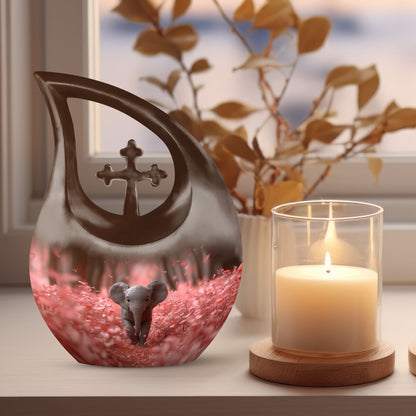 Elephant-themed Cross Drop Urn