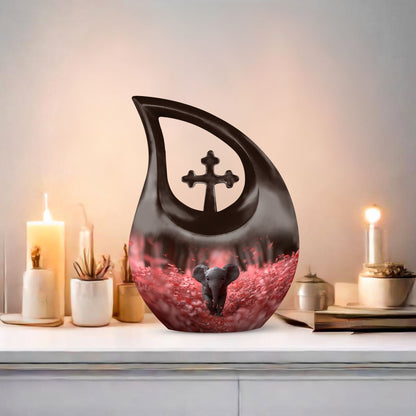 Elephant-themed Cross Drop Urn