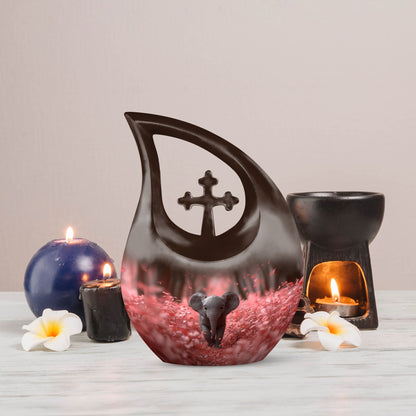 Elephant-themed Cross Drop Urn