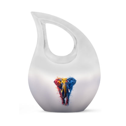10-inch Elephant themed Cross Drop Aluminium Urn