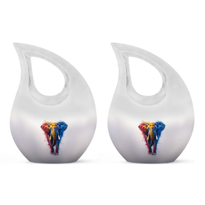 10-inch Elephant themed Cross Drop Aluminium Urn