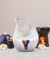 10-inch Elephant themed Cross Drop Aluminium Urn