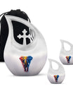 10-inch Elephant themed Cross Drop Aluminium Urn