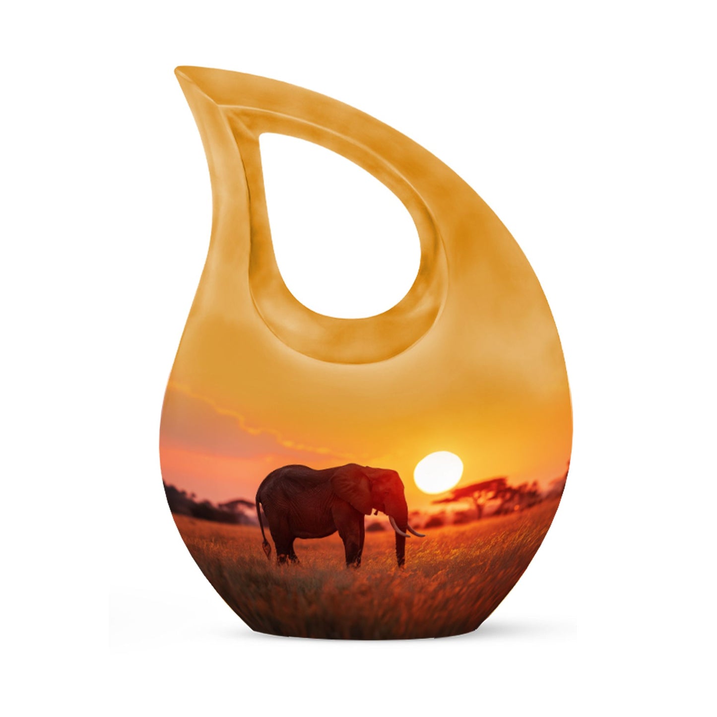 10 Inch Elephant Urn with Cross Drop design, made from Aluminium