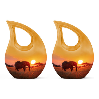 10 Inch Elephant Urn with Cross Drop design, made from Aluminium