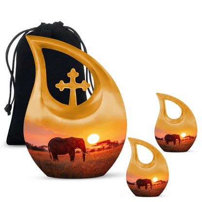Personalized Elephant Cremation Urn for Loved One - 10-inch, 200 cu in - Yatskia