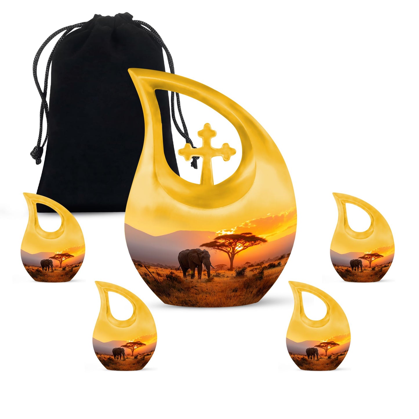 Personalized Elephant Cremation Urn for Loved One - 10-inch, 200 cu in - Yatskia