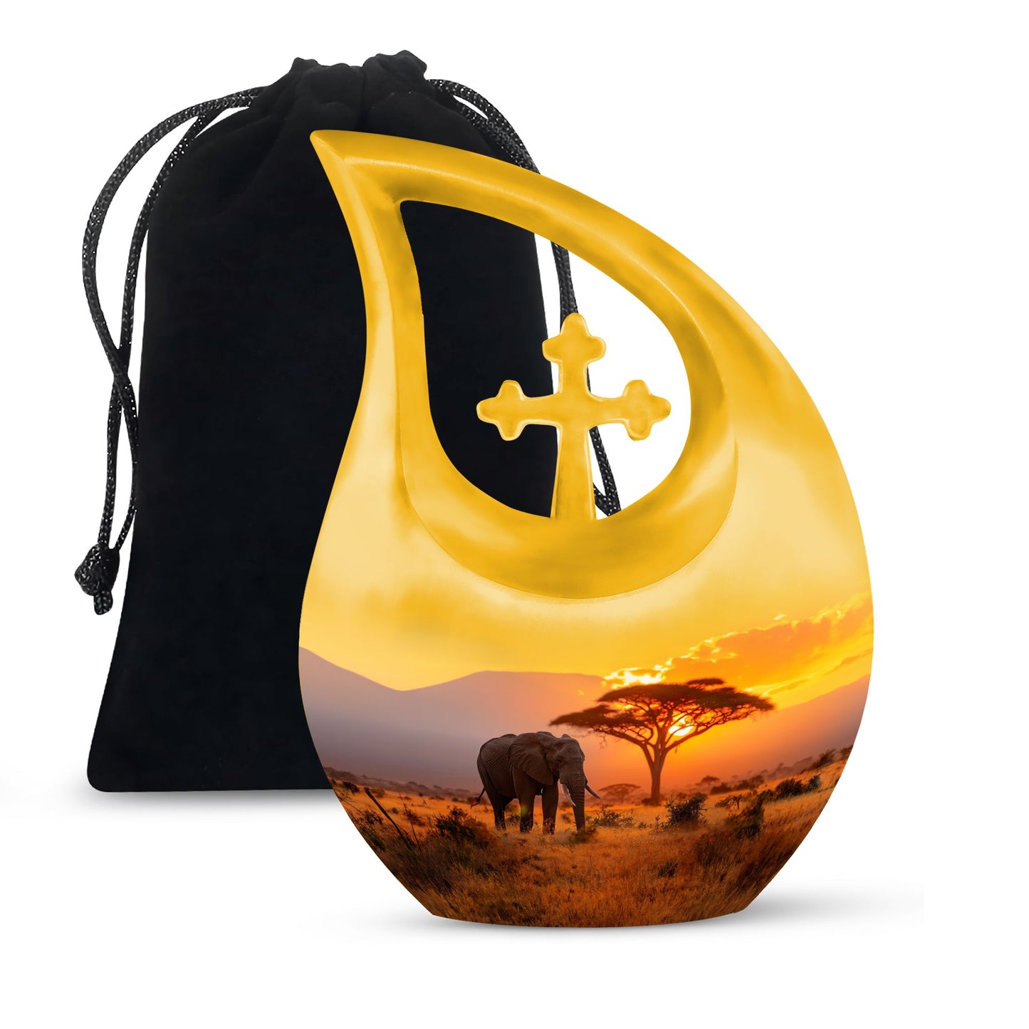 Personalized Elephant Cremation Urn for Loved One - 10-inch, 200 cu in - Yatskia