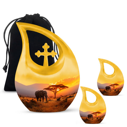 Personalized Elephant Cremation Urn for Loved One - 10-inch, 200 cu in - Yatskia