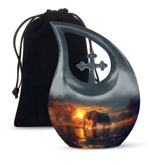 10-inch Elephant-themed custom urn