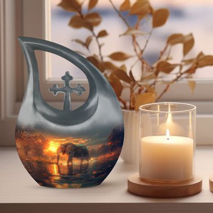 10-inch Elephant-themed custom urn