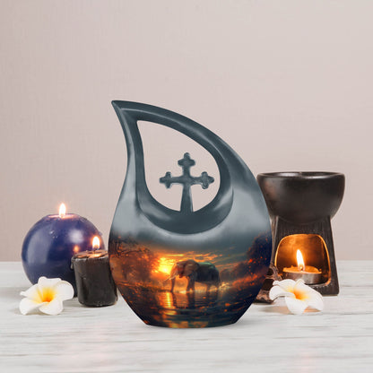 10-inch Elephant-themed custom urn