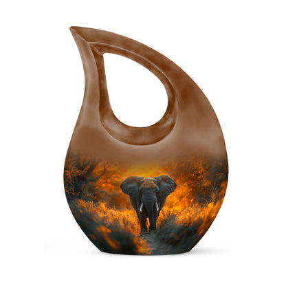 10 inch Elephant-themed Cross Drop Urn, Keepsake for Man's Ashes, Aluminium Made