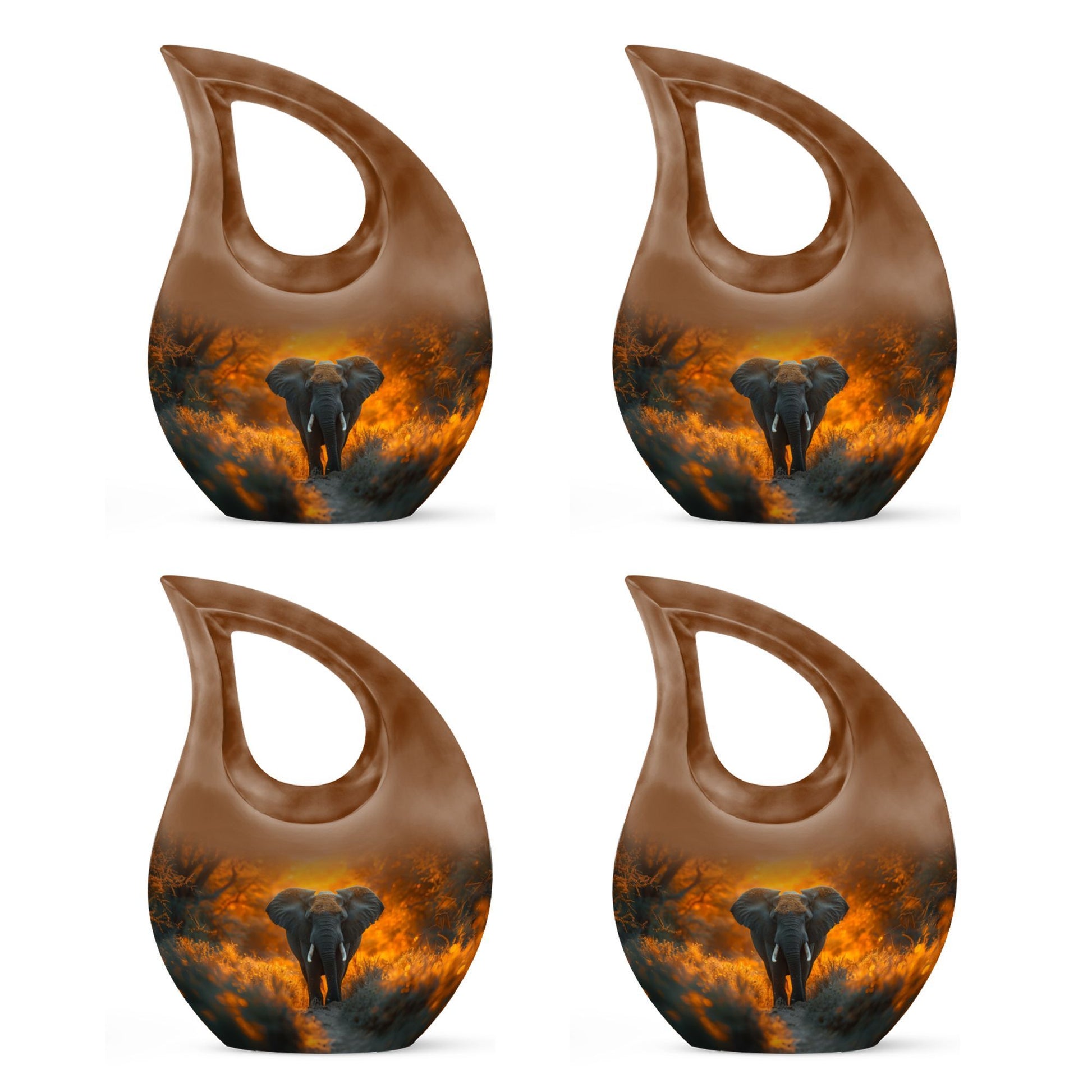 10 inch Elephant-themed Cross Drop Urn, Keepsake for Man's Ashes, Aluminium Made