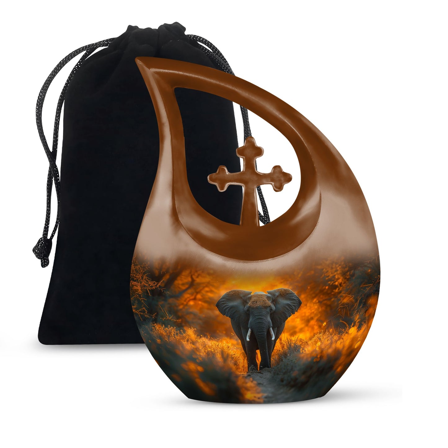Personalized Elephant Cremation Urn for Human Ashes - 10-inch, 200 cu in - Yatskia