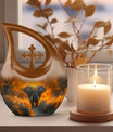 10 inch Elephant-themed Cross Drop Urn, Keepsake for Man's Ashes, Aluminium Made