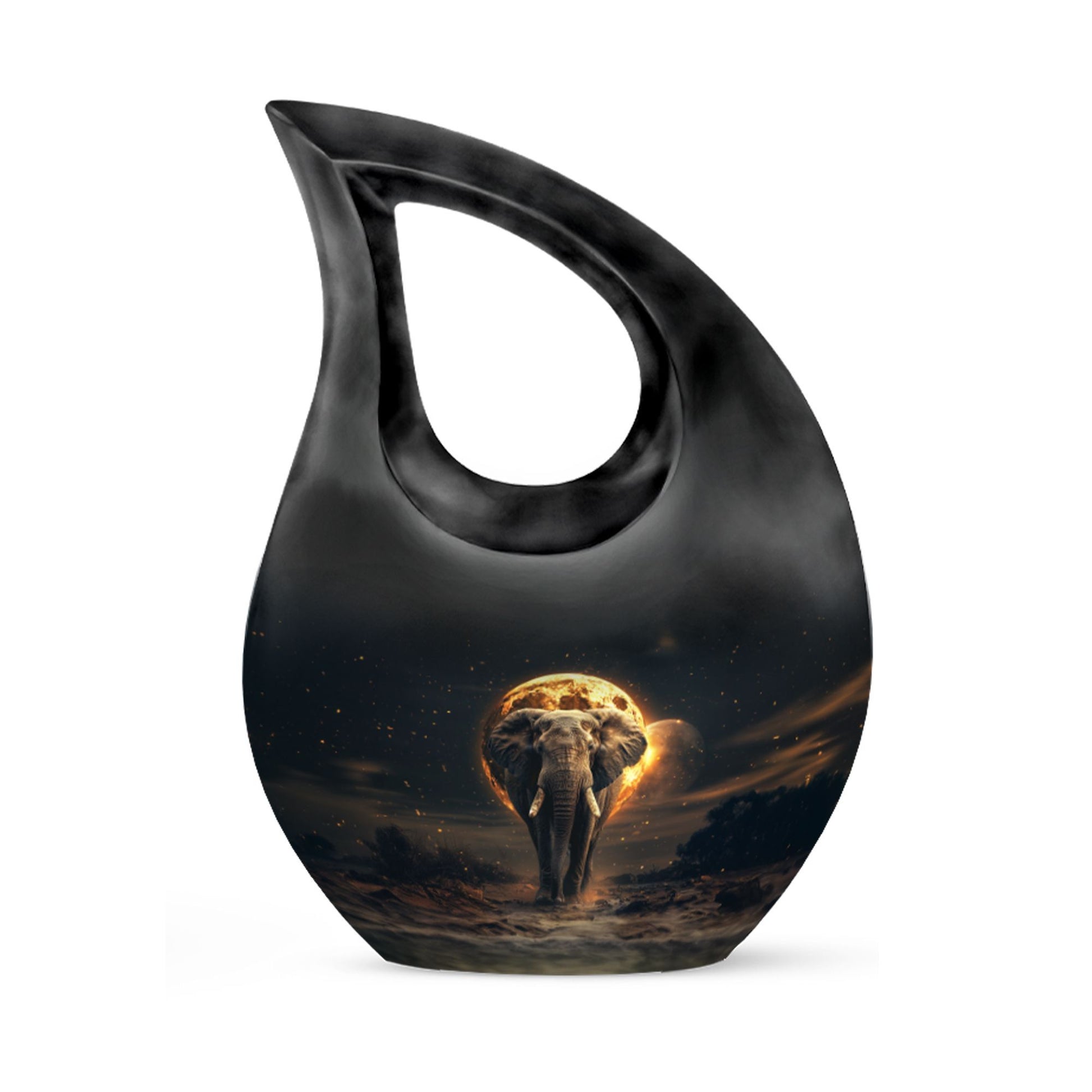 10-inch Elephant themed Cross-Drop Large Urn
