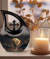 10-inch Elephant themed Cross-Drop Large Urn