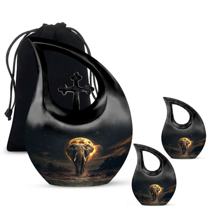 10-inch Elephant themed Cross-Drop Large Urn