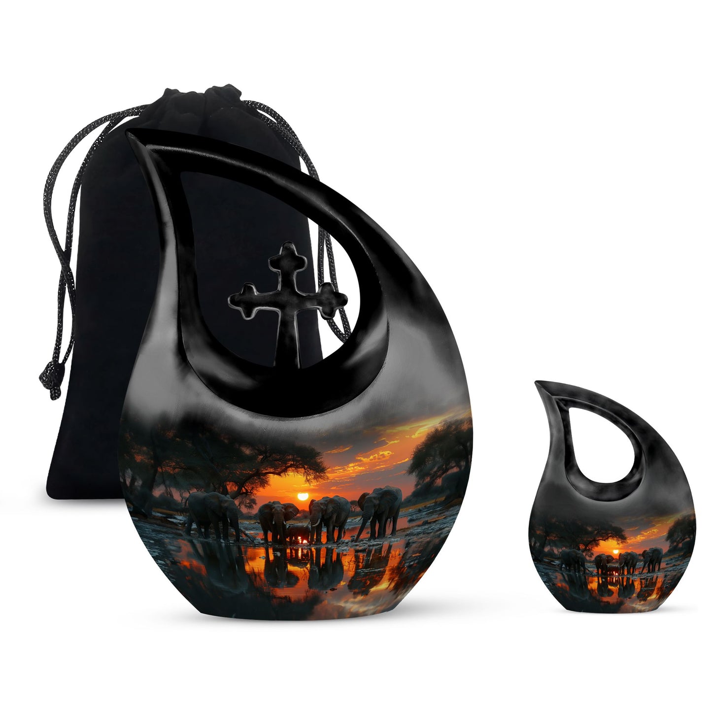 Personalized Elephant Cremation Urn for Men - 10-inch, 200 cu in - Yatskia