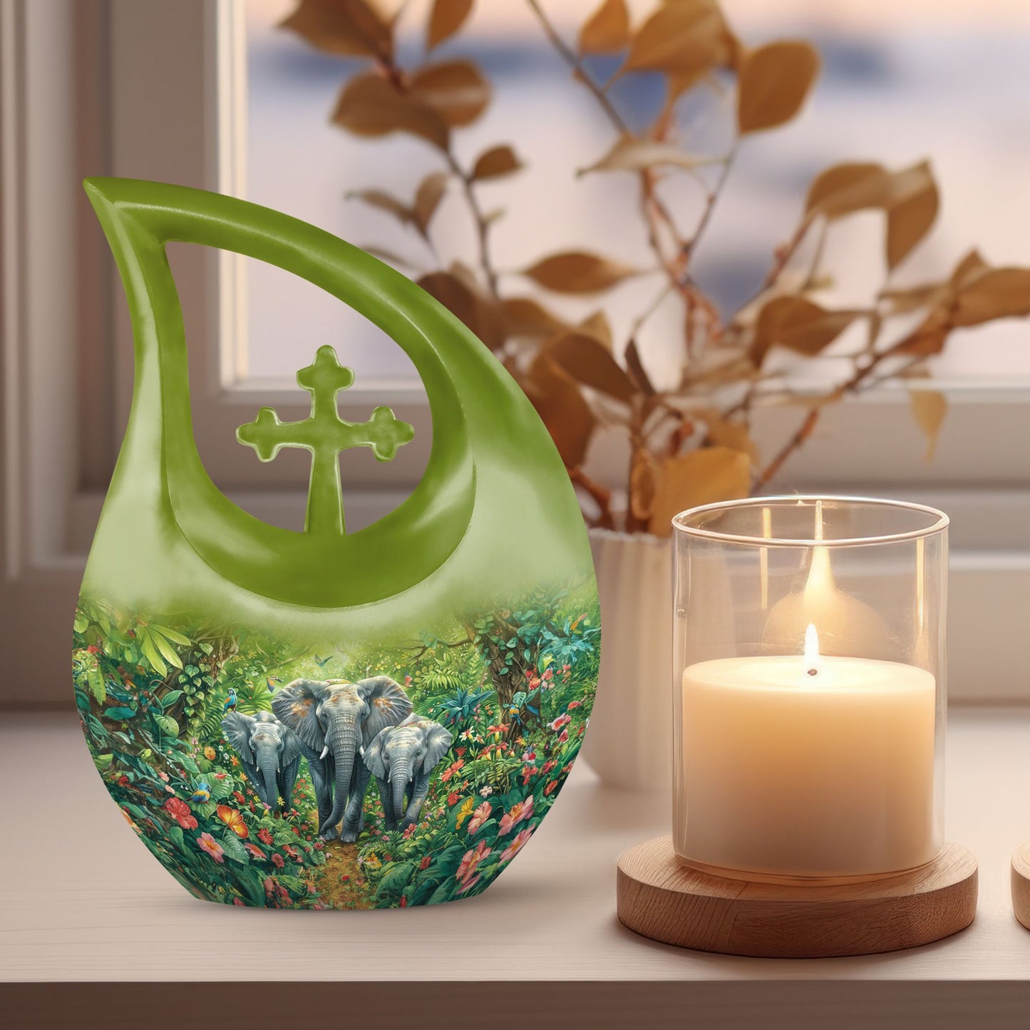10 inch Elephant Family Urn