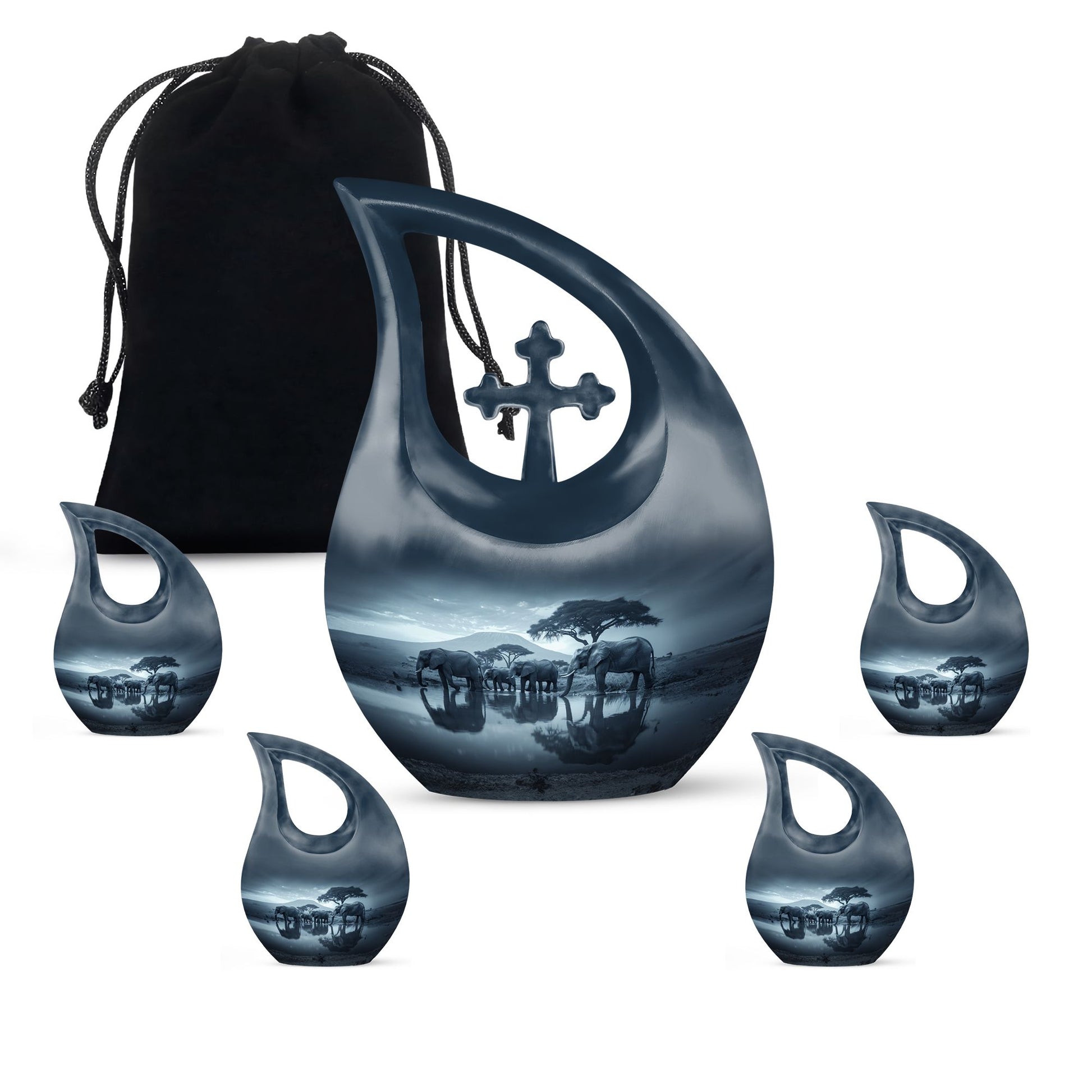 Elephant Family Tribute: Extra-Large Memorial Urn For Ashes