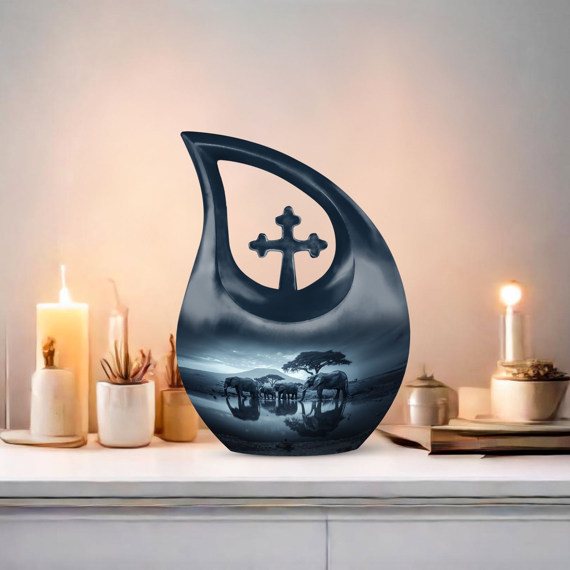 10-inch Elephant Family Urn