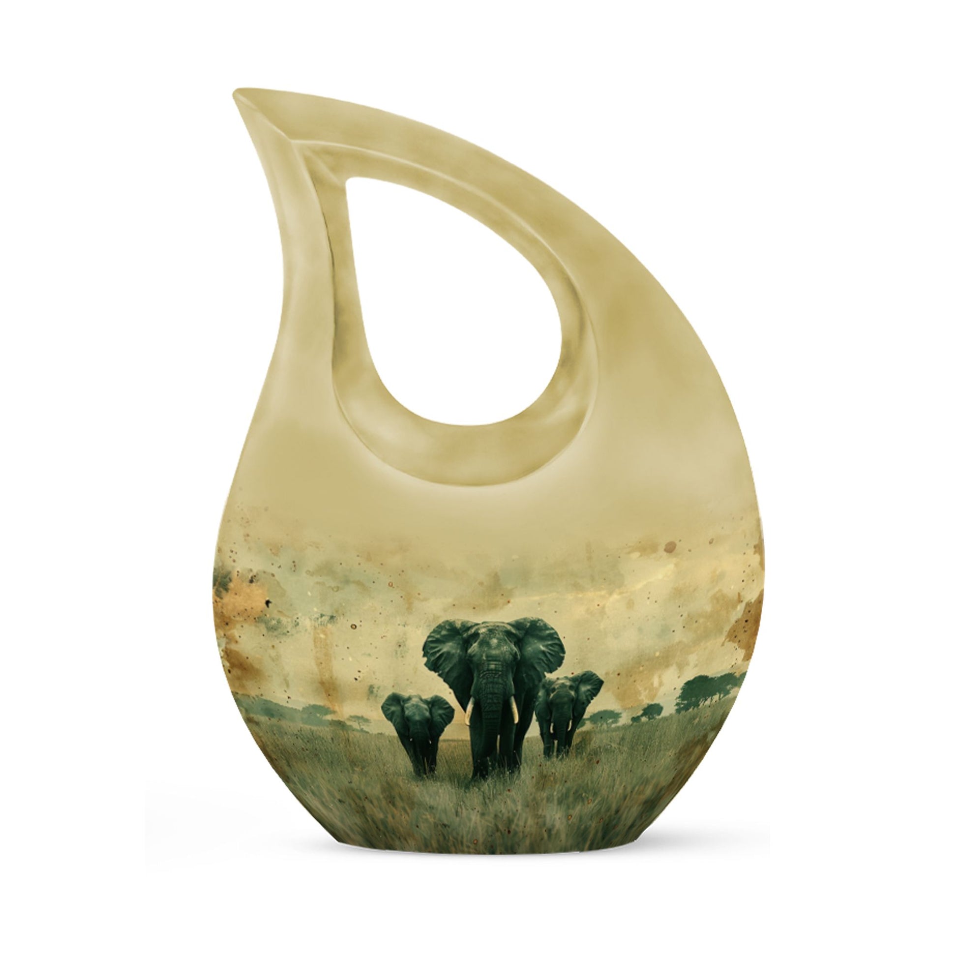 10-inch Elephant Family Cross Drop Urn