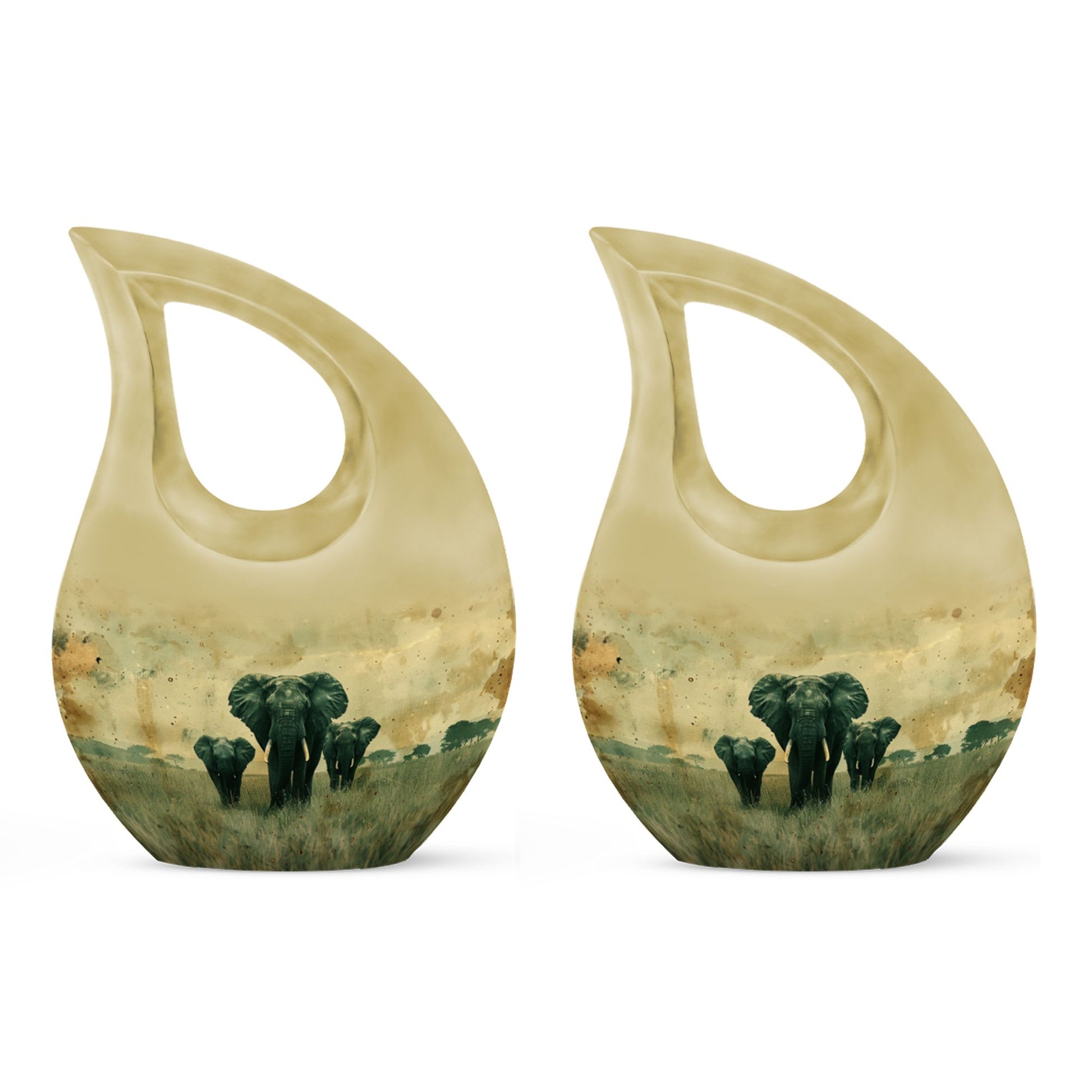 10-inch Elephant Family Cross Drop Urn