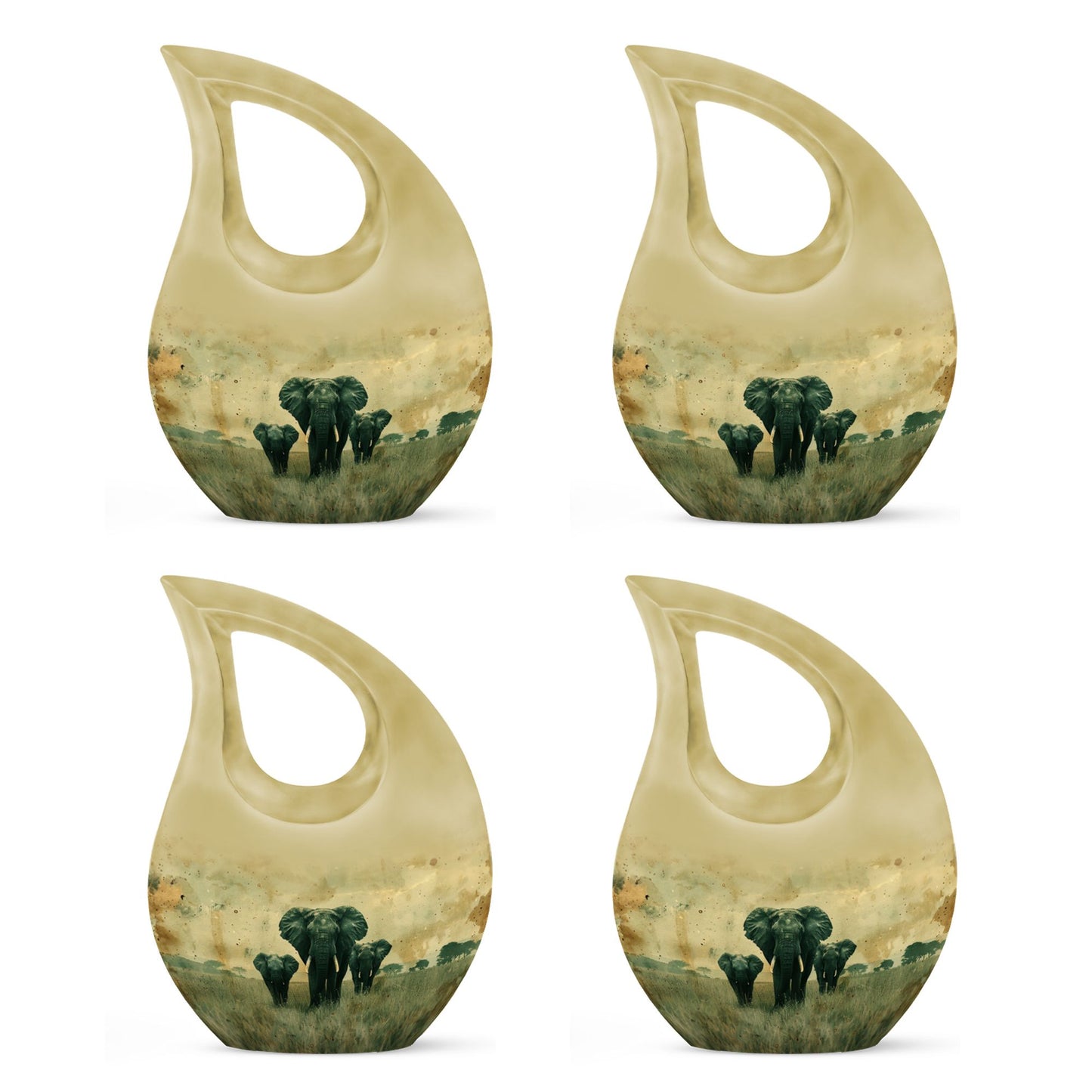 10-inch Elephant Family Cross Drop Urn